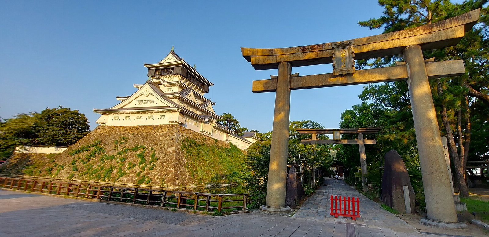 Kokura Castle with modern apartment blocks behind it in Kitakyushu, Fukuoka Prefecture
