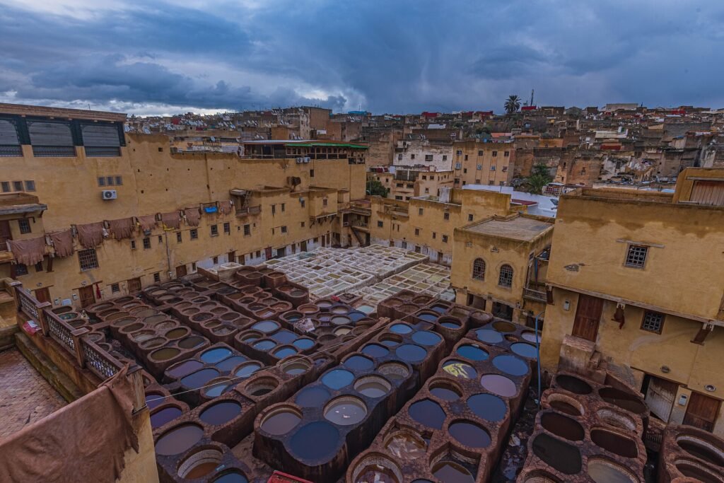 The dye pits of the Chouara tannery inside the Fez medina