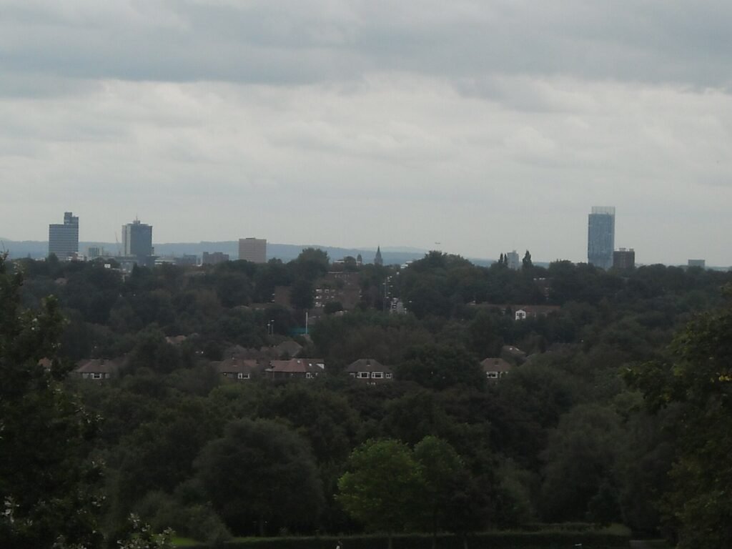Manchester city centre skyline at dusk