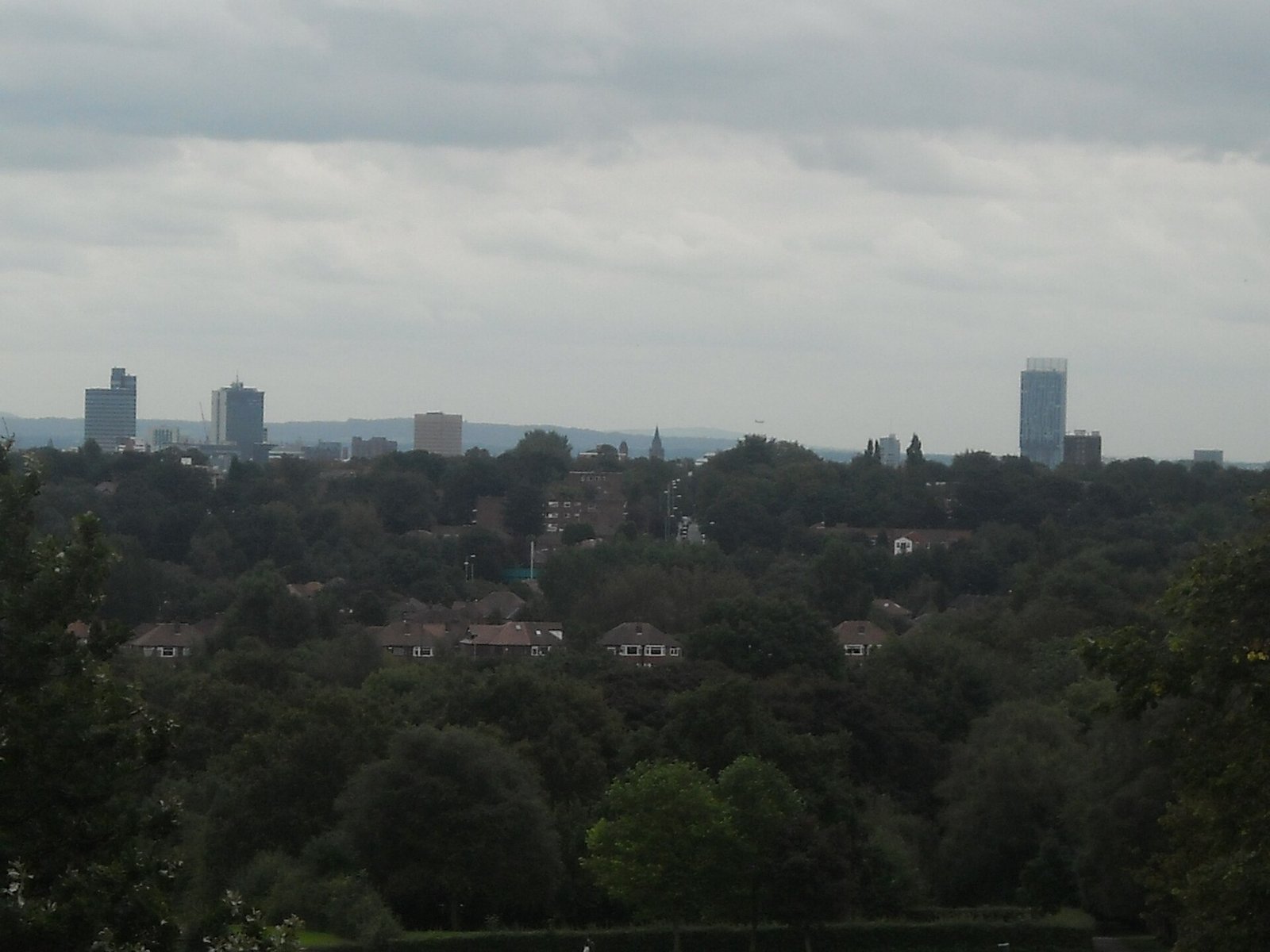 Manchester city centre skyline at dusk