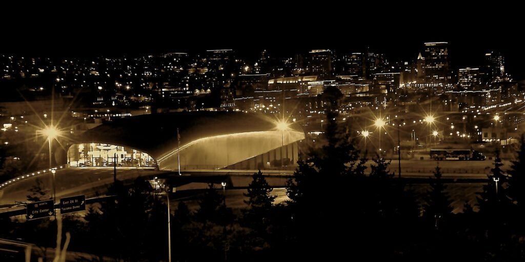 View over Tacoma, Washington, and Commencement Bay