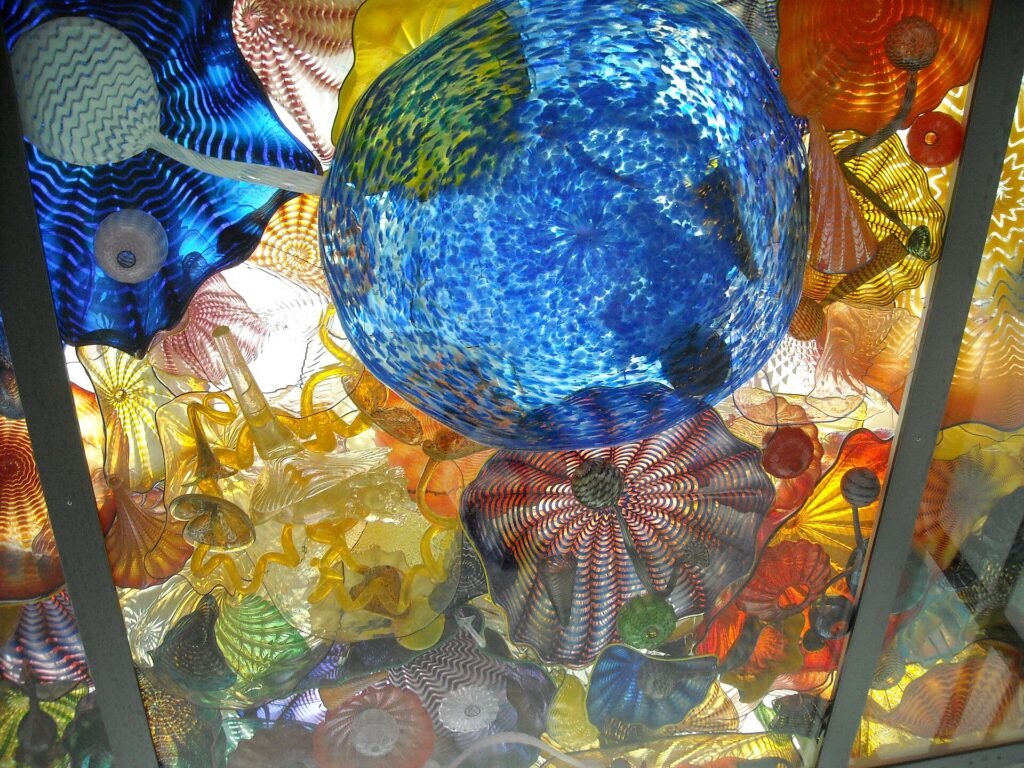 The cone of the Museum of Glass and the Chihuly Bridge of Glass in downtown Tacoma