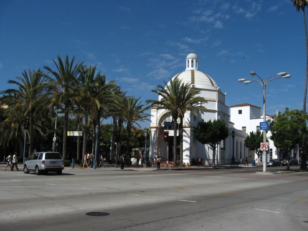 The Fox Theater tower rising over Westwood Village near UCLA