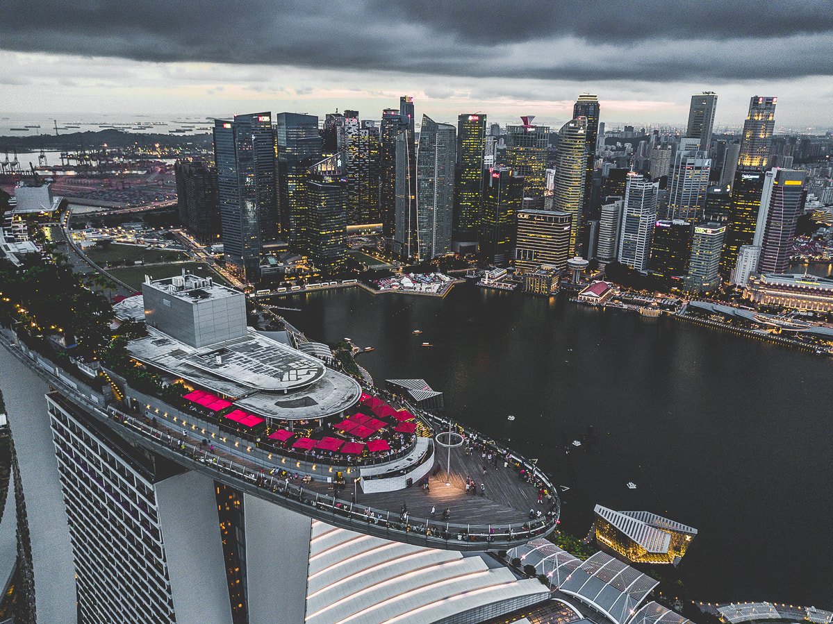 The Marina Bay Sands hotel and Singapore skyline seen across the bay